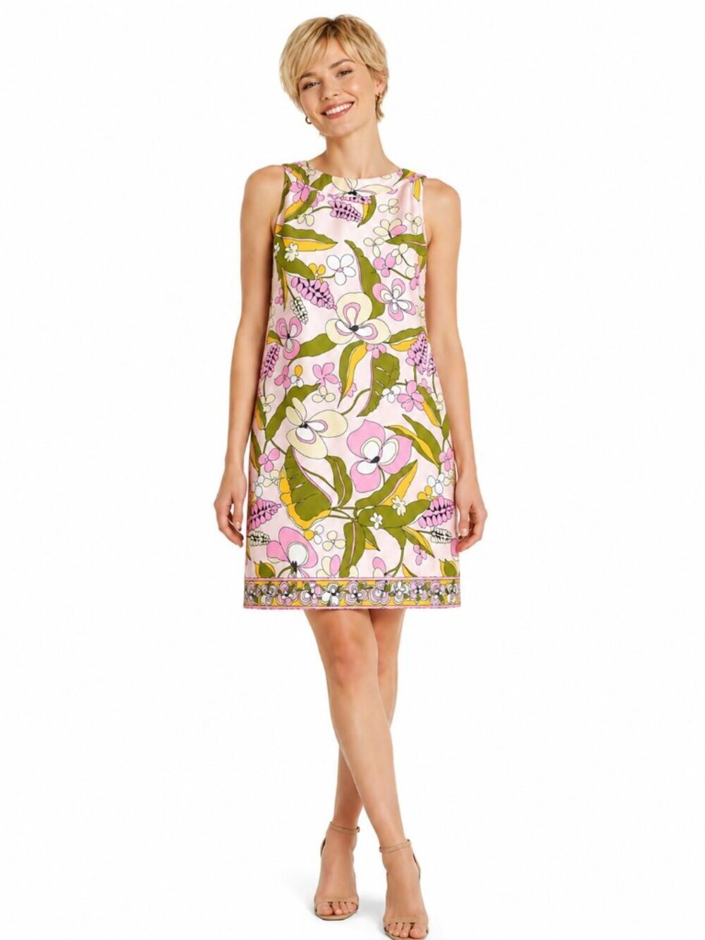 Donna Morgan Floral Silk Sleeveless Dress